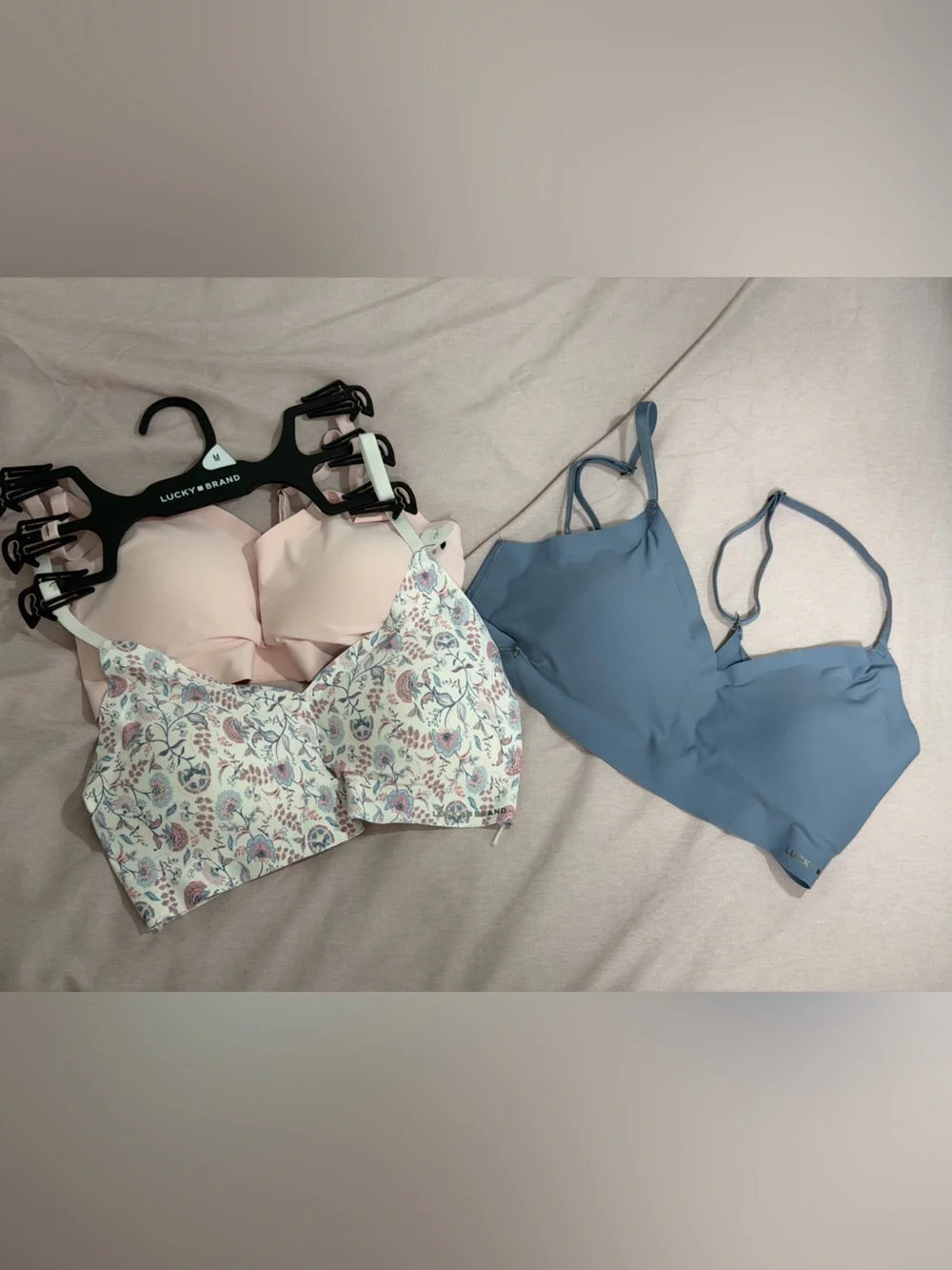Lucky Brand 3-Pack Micro Laser Lounge Bralettes Wireless Size M